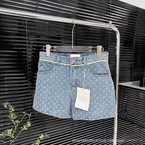Boutique de marque de concepteur de shorts pour femmes 24 début de printemps nouveau sac à dos haut de taille brodé de denim de jambe droite 90x