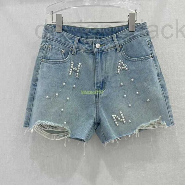 Shorts pour femmes Designer Coton Femmes Jeans Avec Lettre Perles Perles Haut De Gamme Marque Cowboy Casual Trou Jersey Outwear Denim A-ligne Sexy Hotty Hot Pants RC84