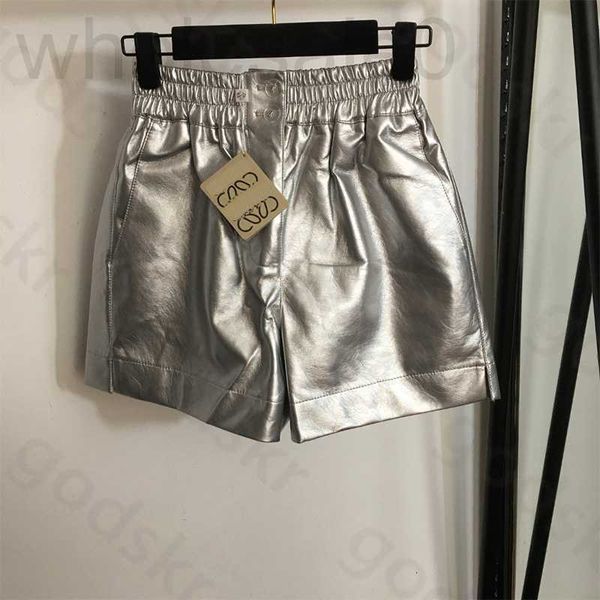 Pantalones cortos para mujer Pantalones de cuero de PU con estampado de diseñador Cintura elástica Pantalones de diseñador de cintura alta de moda casual 0O0Q