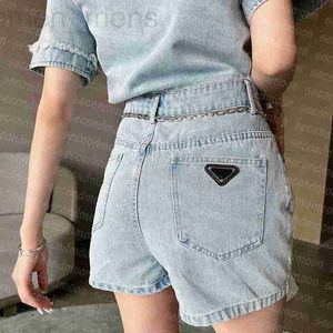 Dames shorts ontwerper Dames Jean Rompers korte mouw denim jumpsuits met taille keten metalen badge zomer vintage stijl jeans xzyt