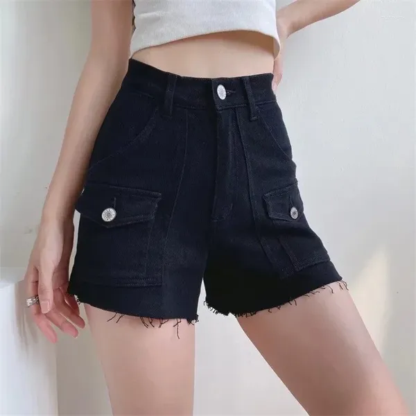 Pantalones cortos para mujer, ropa de dormir con bolsillo y borde, conjunto de pasta para el pelo, manga corta con cuello de tortuga