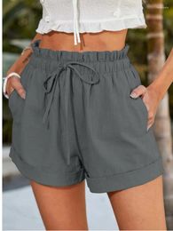 Dames shorts Elegant Lace Up Draws Taille Women Short Pants Fashion Mode Rechte Pocket Casual Streetwear Loose