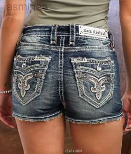 Damesshorts geborduurd strass hot denim shorts zomer tij vintage patchwork streetwear jeans kort w685 ldd240312