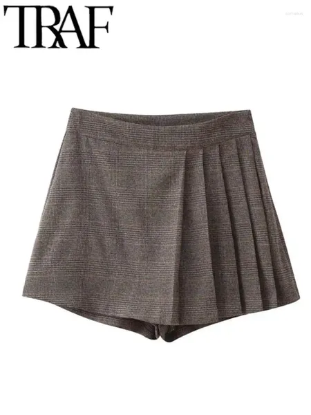 Shorts Femmes Fans Mode Femmes Jupes Zipper Taille Haute Taille Plissée Skorts Lâche Femelle Pantalon Court 2024 Automne Y2K