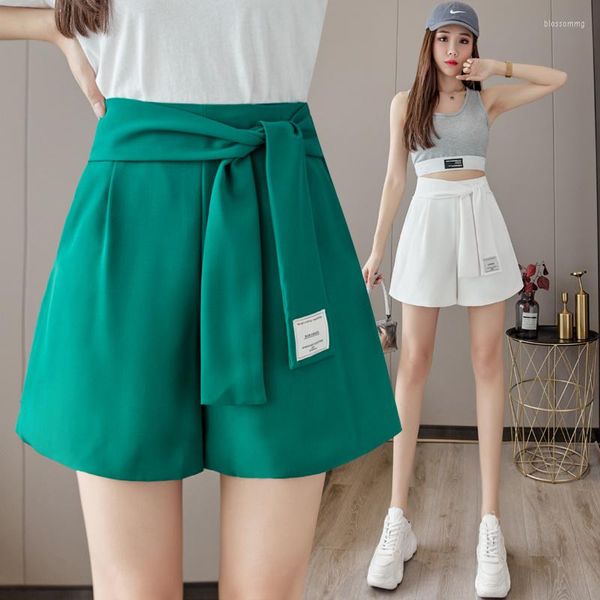 Shorts pour femmes mode taille haute pansement jambe large pantalon pour femmes travail décontracté 2023 été vert noir blanc fille court