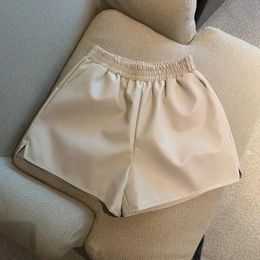 Shorts pour femmes mode grande taille fente pantalon en cuir conception de niche tout match taille haute Ins décontracté étudiant 231207