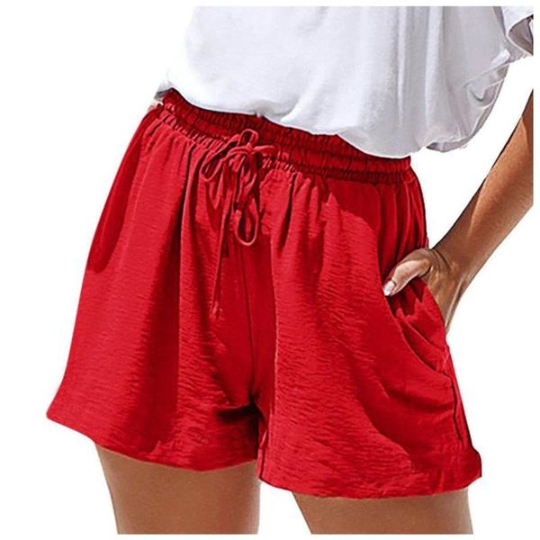 Short féminin Fashion Lin en lin solide A-line STRAPE ÉLASTIQUE LEG ÉLASTIQUE PANTAGE COMMENT