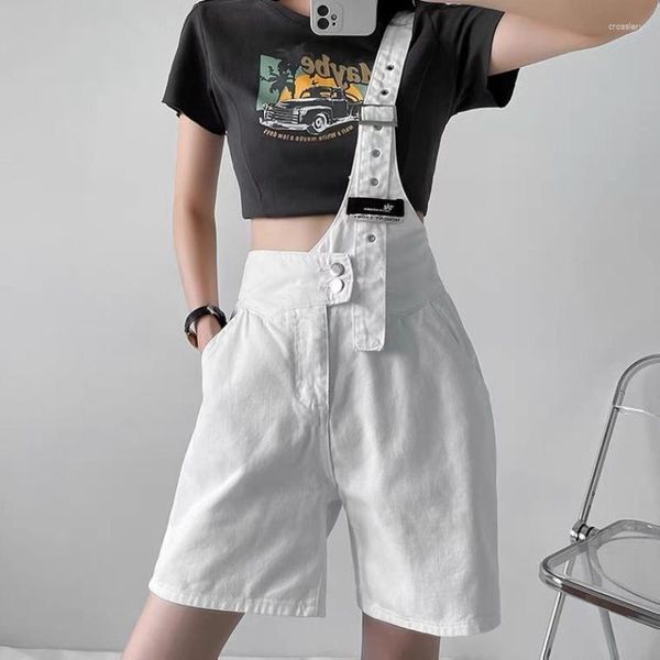 Shorts pour femmes Mode Été Blanc Salopette Jarretelle Combinaison Pour Femmes Fille Beach Party Streetwear Japonais Harajuku Vêtements