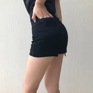 Dames shorts mode trend ins spleet denim zomer hoge taille elastische dunne sexy tas heup broek straat rave korte jeans y2k