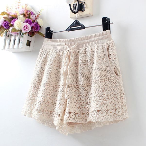 Short Femme Tendance Fil de Coton Crochet Été Plage Bali Short Femme Mode West Prarie Bohème Boho Tribal Ethnique Ibiza Court 230325