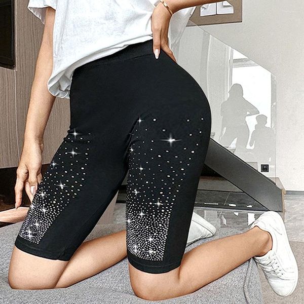 Pantalones cortos de Fitness para mujer, pantalones cortos sexis negros ajustados de verano, mallas elásticas de cintura alta, parte inferior para mujer, Yoga, ciclismo