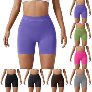 Shorts pour femmes Fitness Yoga taille haute pantalon court femmes froncé BuWomens avec poches