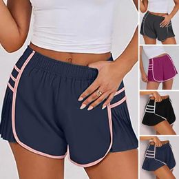Shorts voor dames vloeien met ingebouwde briefs Stijlvolle zomersport Elastische hoge taille losse pasvorm voor Jogging Gym