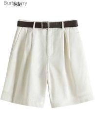 Shorts femininos fsle 100% algodão casual branco denim shorts feminino verão sexy cintura alta shorts jeans fe vintage cinto solto shorts 2021l231215