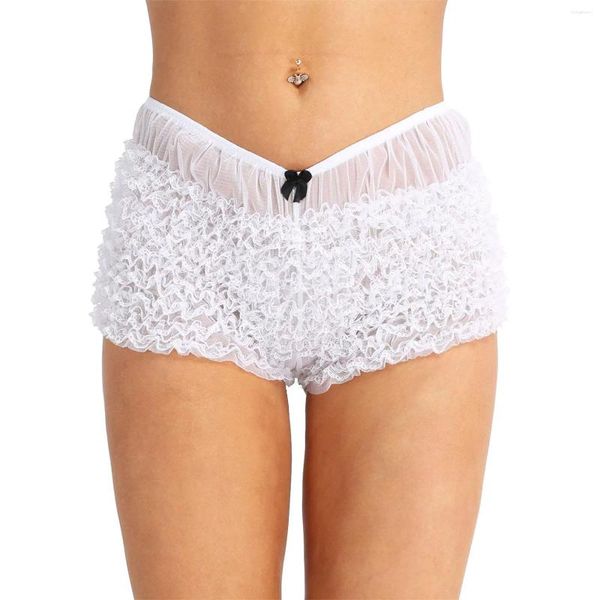 Shorts Femmes Gaono Kawaii Dentelle Volants Safe Culotte Sweet Girl Multi-Couches Mesh Sheer Pettipants See-Through Club Dance Sous-vêtements Pant