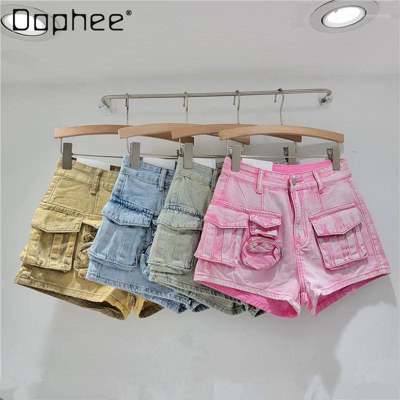 Women's Shorts Girl Overalls Denim 2024 Summer Loose All-Match Washed A- Line Slimming Wide Leg Short Jeans Pants For Women