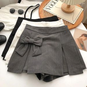 Dames shorts Girls Design Sense Culottes Bow A-Line Blacks Summer Streetwear Gray veelzijdige slanke hoge taille short verdeelde rok