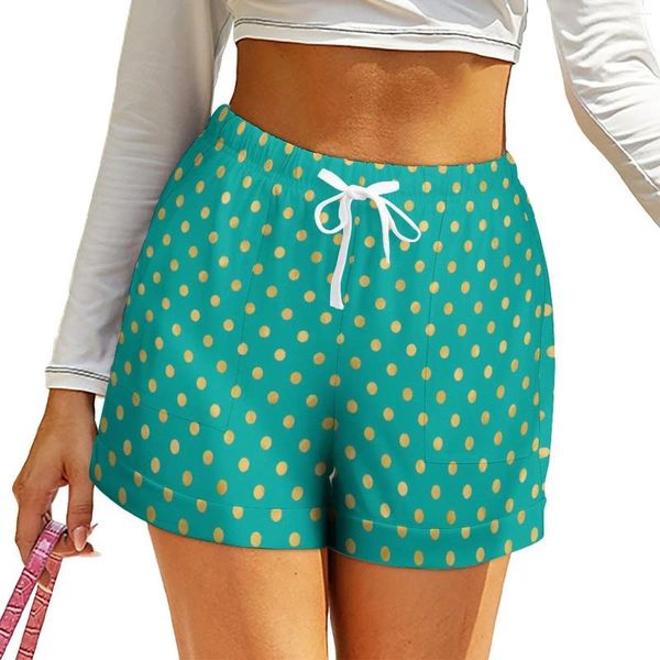 Shorts Pour Femmes Or Dot Élégant À Pois Surdimensionné Décontracté Taille Haute Sexy Pantalon Court Femmes Y2k Poches Personnalisées Bas