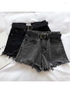 Dames Shorts Grijs Mini Denim jaren 90 Esthetische Baggy Jeans Emo 2000s Y2k Vintage Kwastje Korte Broek Harajuku Kleding