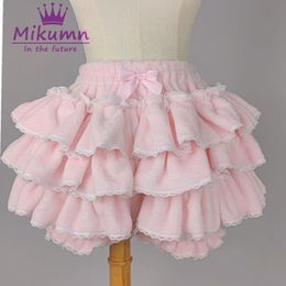 Shorts pour femmes Harajuku Y2k Sweet Pink White Pumpkin Pants Lolita Automne Hiver JK Plush Shorts Japanese Kawaii Ruffles Lantern Shorts 230602