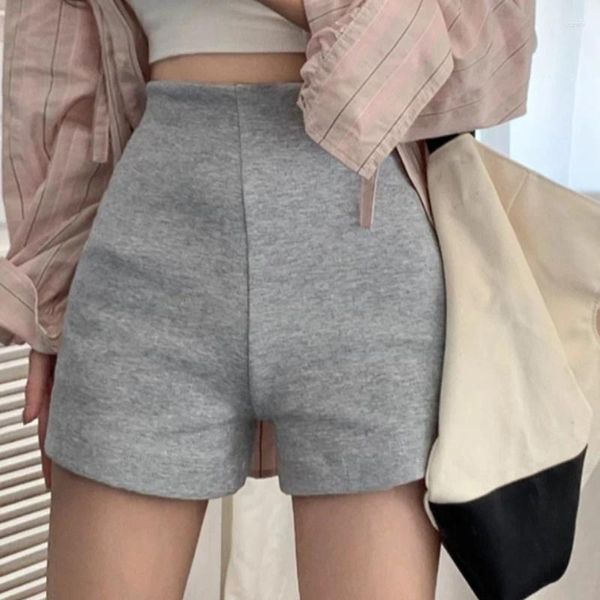 Short féminin Héliers femmes gris hautes taies minces sportives extensible yoga solide décontracté sucré printemps été