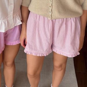 Dames shorts Heziowyun y2k kawaii schattige zomer losse elastische taille plaid gegolfde bekleding kort slipje streetwear casual dagelijks