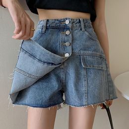 Shorts Femmes Haute Qualité Denim Jupes Été Filles Jeans Taille A-ligne Jupe Bleue Femmes Corée Plus Taille Vêtements Mode 4XL 5XL
