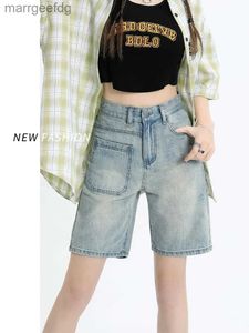 Shorts pour femmes High Street American polyvalent bleu denim femmes style coréen baggy jeans mode 2024 été chic y2k 240329