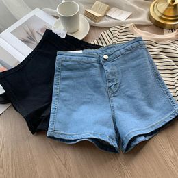 Dames shorts High Taille Elastic Denim Dames Spring Summer Sexy Blue Wrap Hip Slim strakke broek Dameskleding