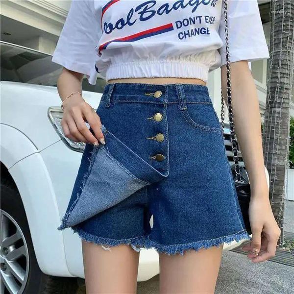 Shorts Pour Femme Taille Haute D'été Vintage Surdimensionné Décontracté Jupes En Jean Femme Lâche Mode Coréenne Jeans Courts Tout-match