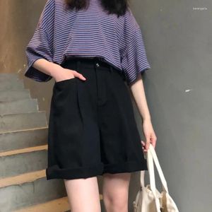 Shorts pour femmes taille haute rose doux doux jambe large denim harajuku fille d'été tout-match solide tenues décontractées 2024 femmes japonaises