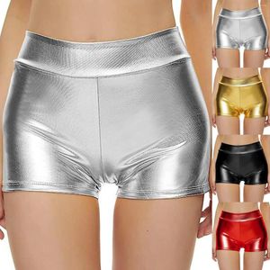 Damesshorts met hoge taille en metallic buit Rave-bodems voor dansbroeken Clubwear