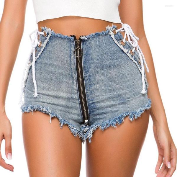 Short femme taille haute Mini jean femme évider Sexy butin bleu Denim taille haute Clubwears