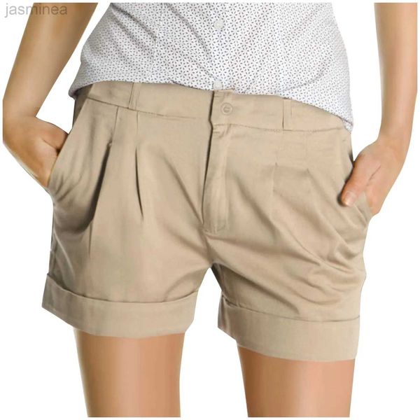 Pantalones cortos de mujer Venta caliente Corto Diseño casual coreano Pantalones cortos de traje marrón blanco Pantalones cortos de pierna ancha de cintura sólida de moda sin cinturón ldd240312