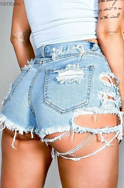 Shorts pour femme Offre spéciale été femme sexy short en jean déchiré taille haute gland irrégulier short slim jean S-2XL drop shippingL240119