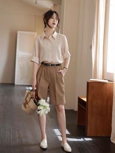 Damesshort Houzhou Zomer Koreaans voor vrouwen Wijd been Hoge taille Casual losse vintage vrouwelijke knielengte streetwear