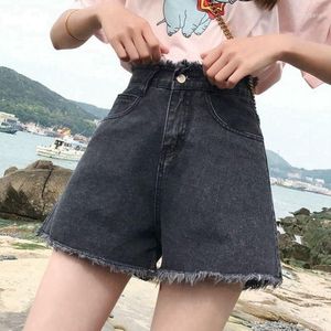 Dames shorts Hyun Yafeng High Taille Denim Dames Loose Slim Student Out -meter veelzijdige brede poot broek