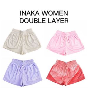 Dames shorts inaka shorts vrouwen dubbele mesh shorts basic kleuren gym grafische inaka power shorts voor vrouwen 230512