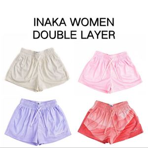 Damesshorts Inaka-shorts Dames Dubbele mesh-shorts Basiskleuren GYM Graphic Inaka Power-shorts voor dames 230605