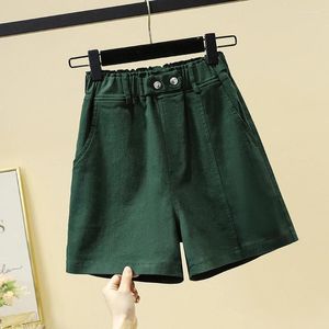 Dames shorts inkt groen patchwork denim vrouw stretch hoge taille een lijn jeans vrouwelijke zomerbroek femme mode 2024 mujer pantalon