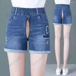 Shorts pour femmes invisibles ouverts entrejambe en plein air élastique droite de la jambe droite et pantalon A-line linet linet line