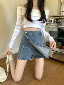 Short féminin Blue Denim Super Short Jupe Summer Girl Street Casual Cargo Vintage Aline Femme 230314