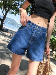 Damesshorts Jeans Syiwidii Blauwe shorts Hoge taille jeans Dames Denim kort voor dames Zomer Zwart Wit Street chic Heet verkoop Wijde pijpen broek Casual