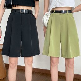 Dames shorts Jielur Koreaanse stijl zomerpak 2021 Nieuwe hoge taille mode los rechte harajuku sashes femme y2302