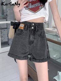 Dames shorts Karsany vrouwen High Tailed Denim Shorts Black A Line Short Jeans Summer Ins Fashion Blue Button Denim Shorts For Woman 230512