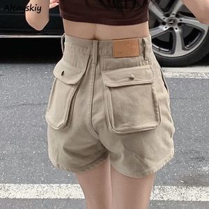 Short Femme Kaki Cargo Denim Shorts pour Femme Casual Taille Haute Baggy Mode Vintage Streetwear Sexy College All-match Simple Chic Summer 230516