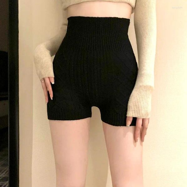 Short féminin tricoté d'automne hiver chaude femme sécurité pantalon court pantalon skinny sans couture sous jupe femme haute taille slim fit extensible