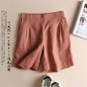 Pantalones cortos coreanos sueltos de cinco puntos para mujer, pantalones cortos informales de cintura alta para perder peso, pantalones holgados de pierna ancha para mujer 230412