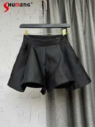 Pantalones cortos de mujer estilo coreano moda Simple suelto alta cintura negro corto otoño adelgazamiento Casual una línea pantalones de traje de pierna ancha 230314