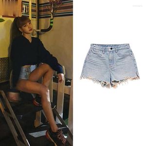 Short femme Kpop coréen célébrité été femmes mode jambe large Denim décontracté femme Streetwear ample taille haute Sexy solide